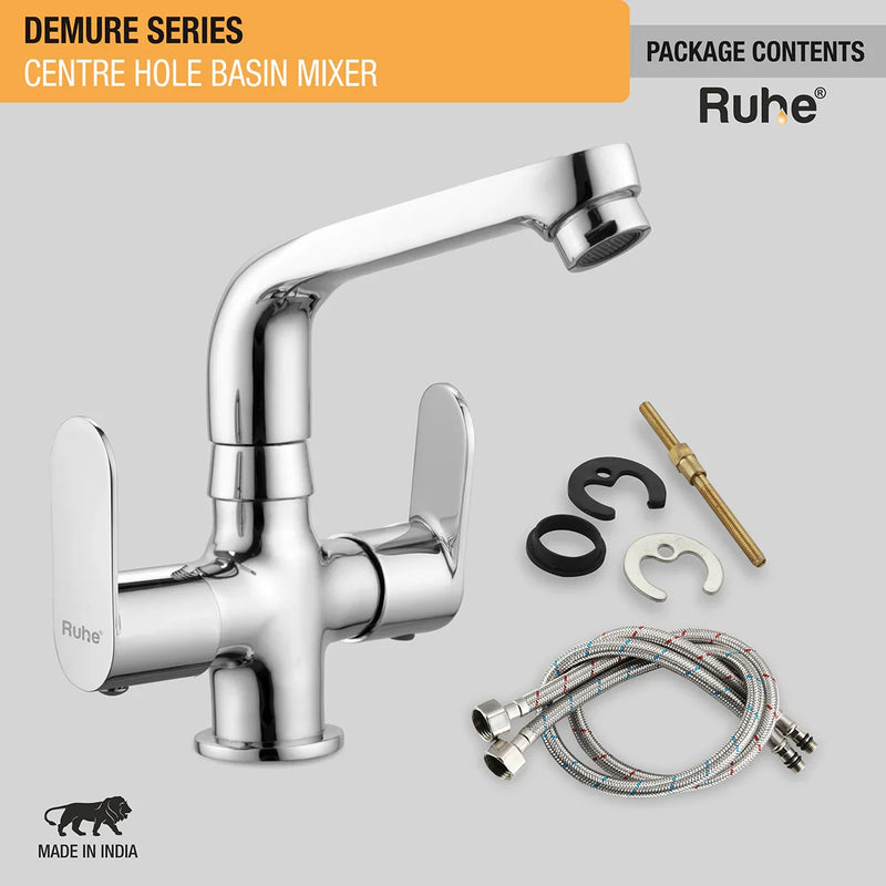 Demure Deck Mount Wash Basin Mixer Tap with Swivel Spout