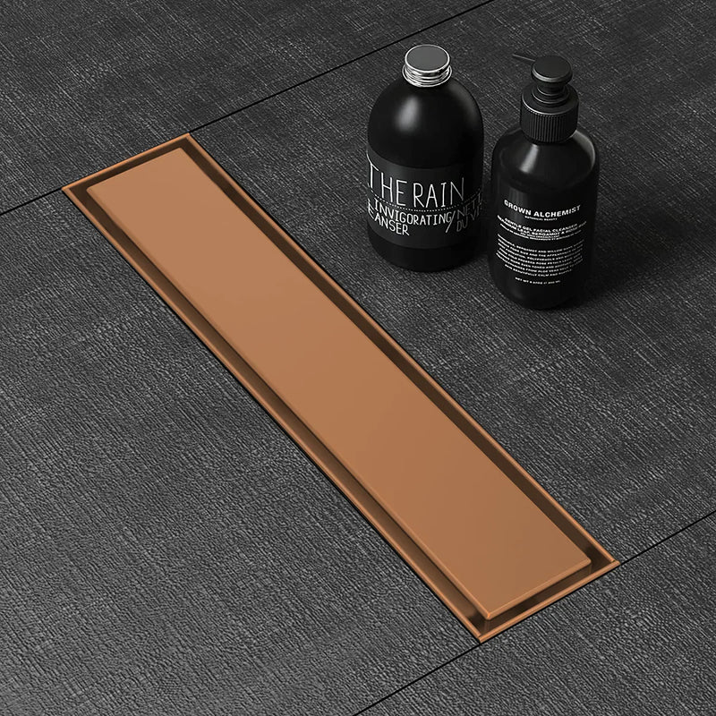 Tile Insert Shower Drain Channel (12 x 5 Inches) Antique Copper PVD Coated - by Ruhe