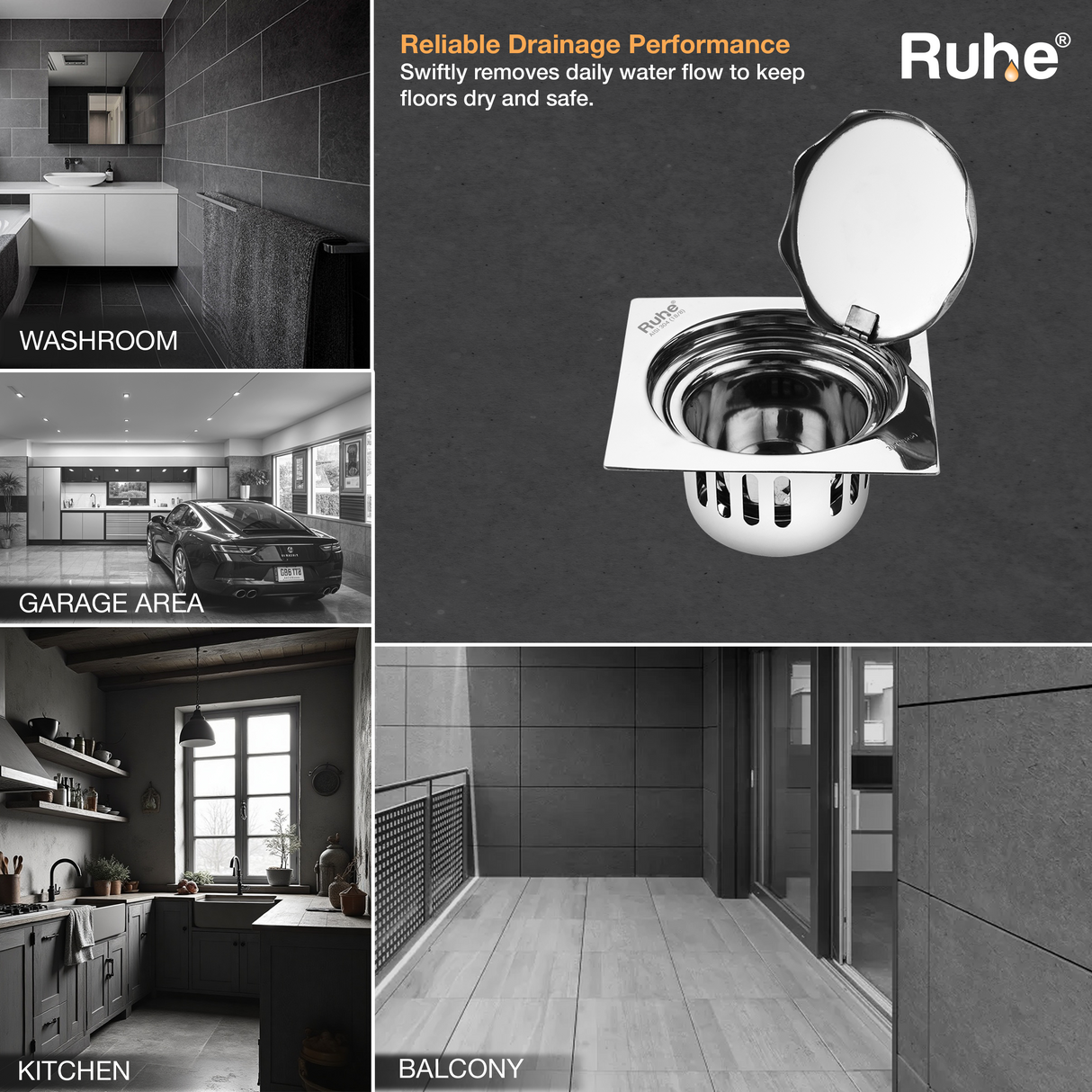 Full Moon Floor Drain with Cockroach Trap