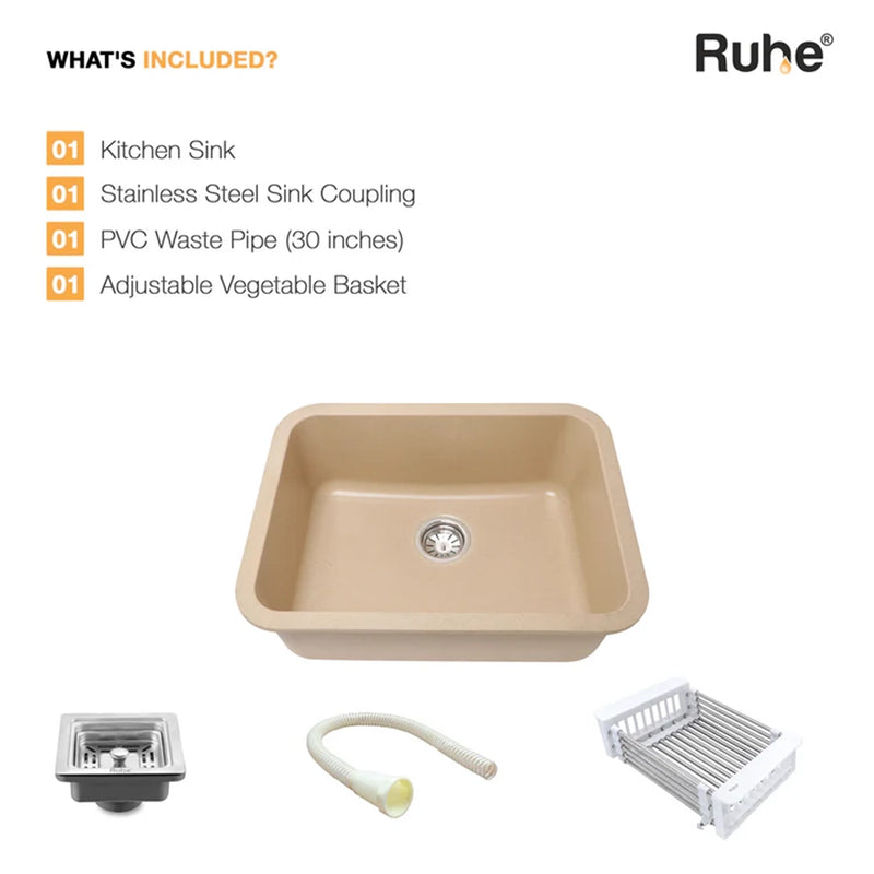 Quartz Single Bowl Round Kitchen Sink (24 x 18 x 9 Inches)