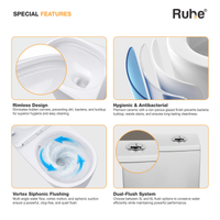Fabia One-Piece Rimless Siphonic Western Commode with 200 mm S-Trap