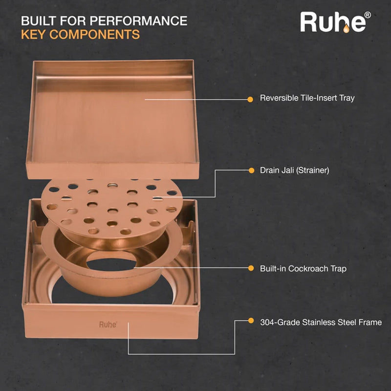 Tile-Insert Shower Drain Channel (5 x 5 Inches)