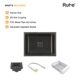 Handmade Single Bowl Kitchen Sink Black (24 x 18 x 10 Inches) (What's Included)