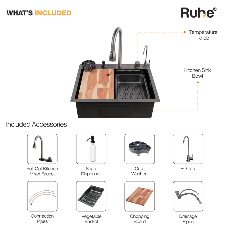 Nano Smart Kitchen Sink (24 x 18 x 9 Inches)