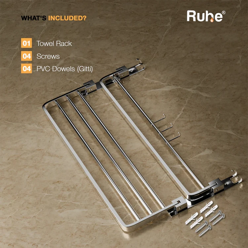 Dual Foldable 304-Grade Towel Rack (24 Inches)