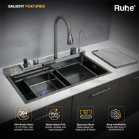 Piano 304-Grade Smart Kitchen Sink with Waterfall (30 x 18 x 9 Inches)