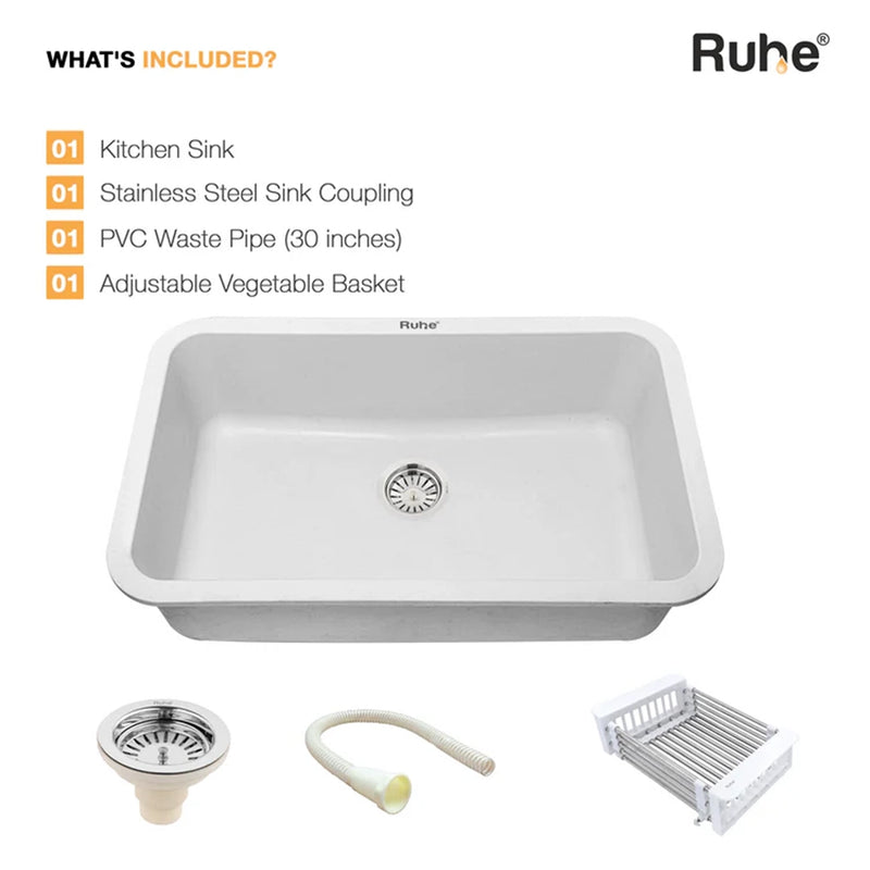 Quartz Single Bowl Kitchen Sink (31 x 19 x 9 Inches)