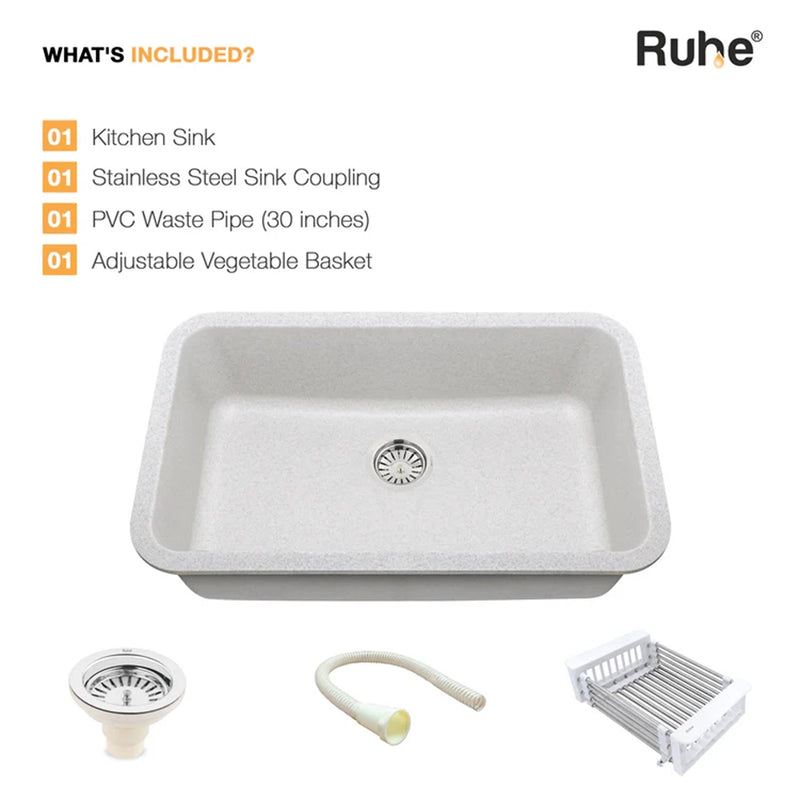 Quartz Single Bowl Kitchen Sink (31 x 19 x 9 Inches)