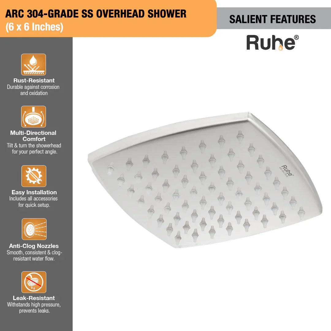 Arc 304-Grade SS Overhead Shower