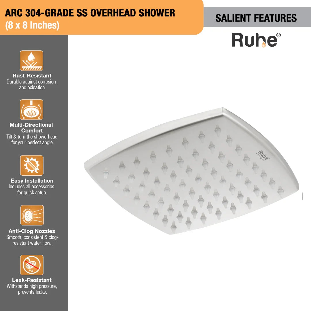 Arc 304-Grade SS Overhead Shower