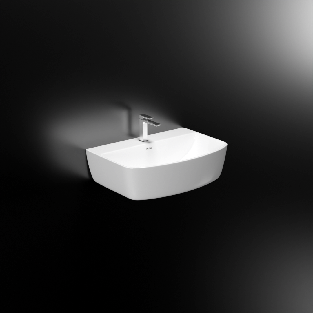 Aries Wall-hung Wash Basin (White) - by Ruhe