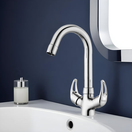 Aqua Deck-mount Wash Basin Mixer Tap with Small Swivel Spout (12") 