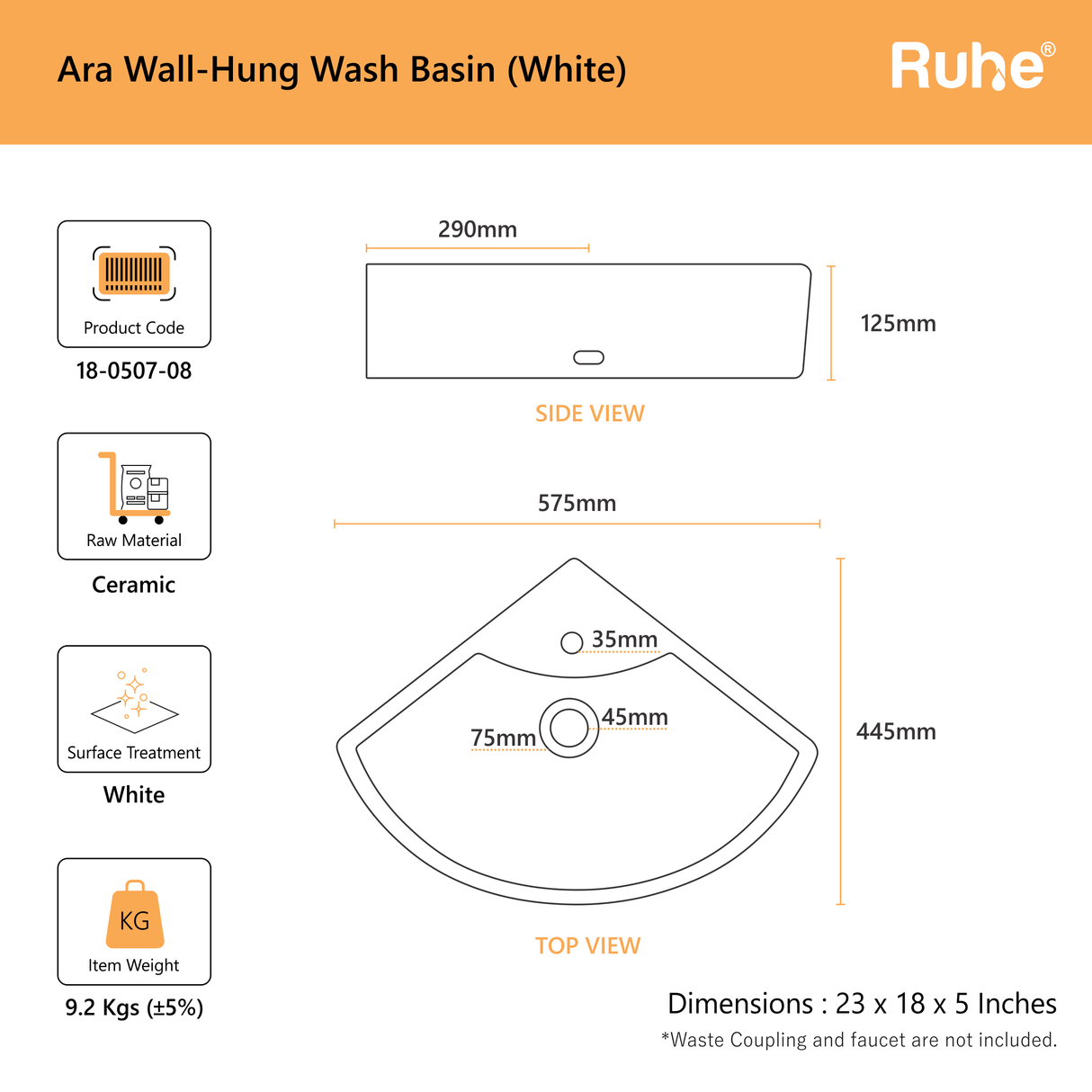 Ara Wall-hung Wash Basin