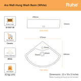 Ara Wall-hung Wash Basin (dimensions)