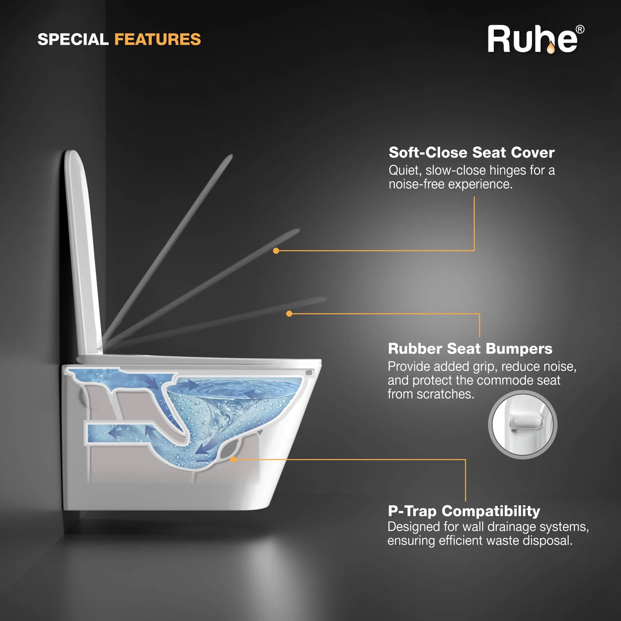 Arna Wall-Hung Western Commode