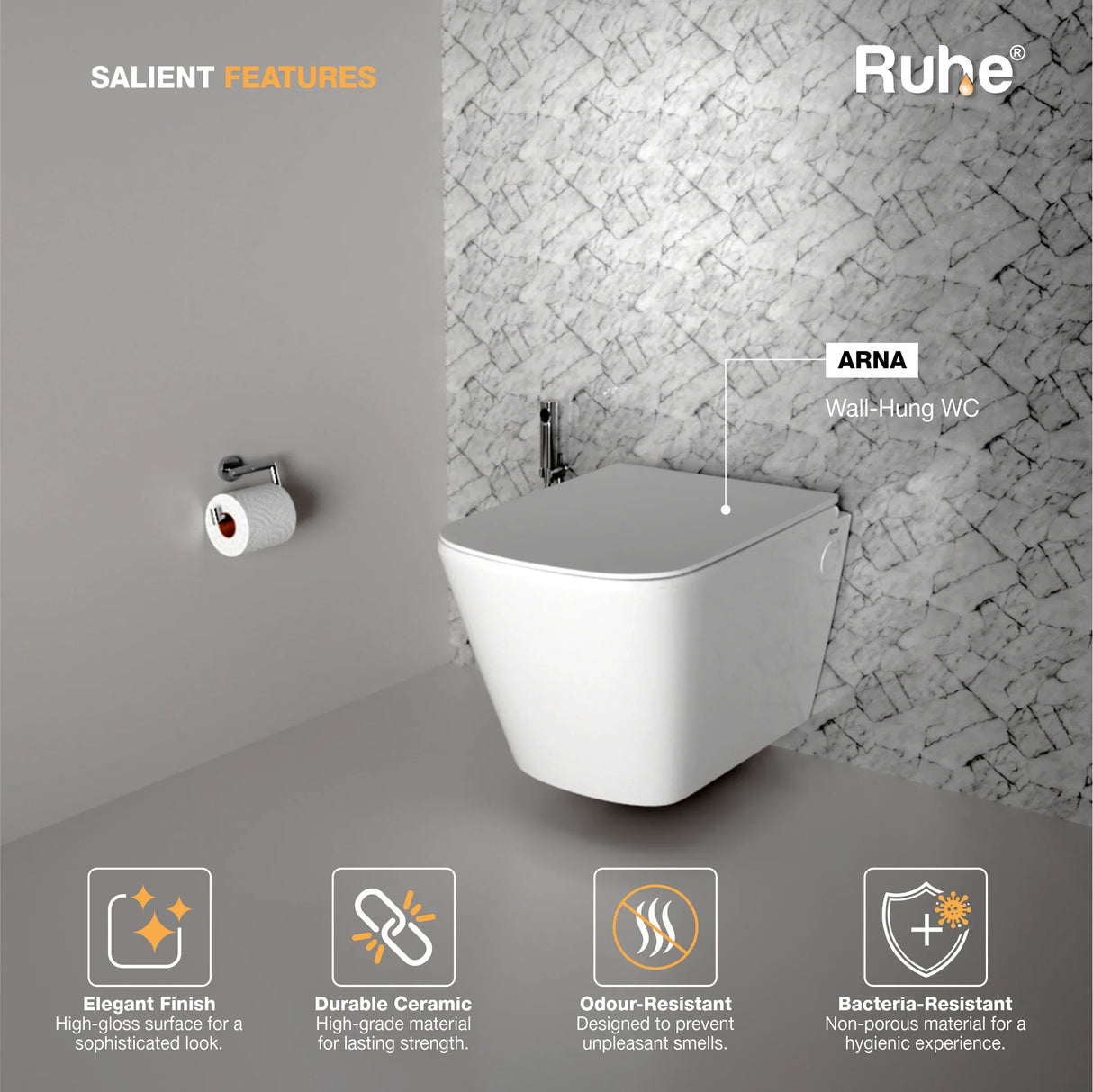 Arna Wall-Hung Western Commode