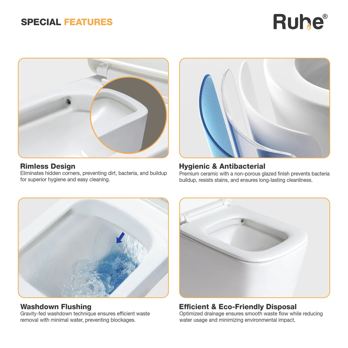 Arna Wall-Hung Western Commode