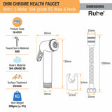 OHM Chrome Health Faucet with  1.5 Meter 304-Grade SS Hose & Hook – by Ruhe