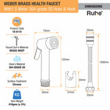 Weber Brass Health Faucet with  1.5 Meter 304-Grade SS Hose & Hook – by Ruhe