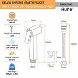 Kelvin Chrome Health Faucet with  1.5 Meter 304-Grade SS Hose & Hook – by Ruhe