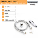 Ion White Health Faucet with  1.5 Meter 304-Grade SS Hose & Hook – by Ruhe