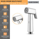 Kelvin Chrome Health Faucet with  1.5 Meter 304-Grade SS Hose & Hook – by Ruhe