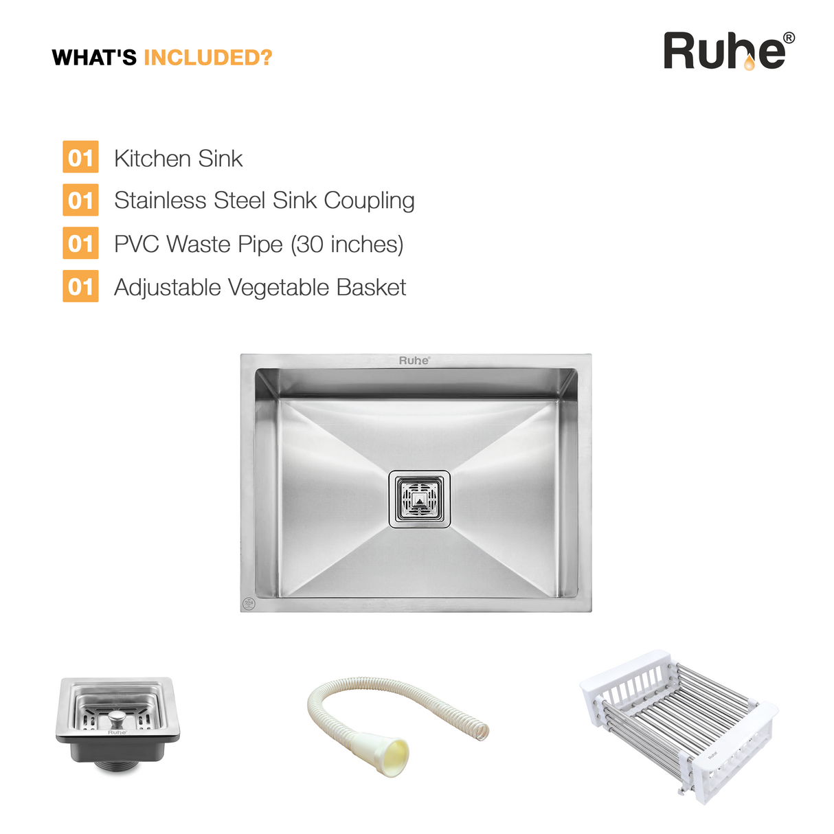 Handmade Single Bowl Kitchen Sink (24 x 18 x 10 Inches)