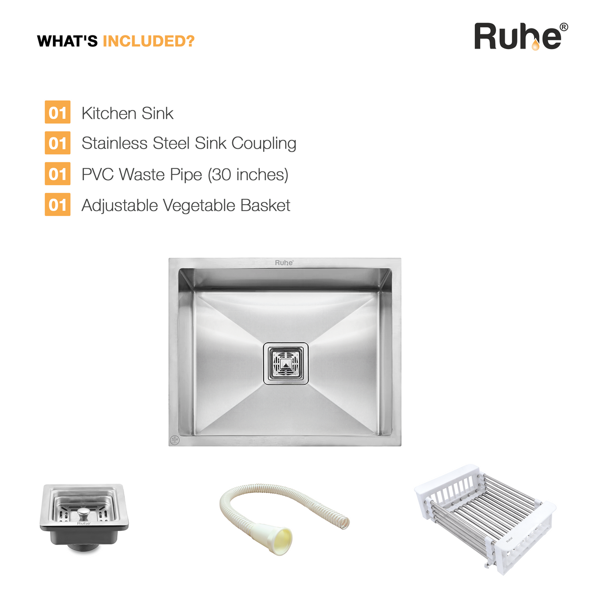 Handmade Single Bowl Kitchen Sink (21 x 18 x 10 Inches)