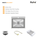 Handmade Single Bowl Kitchen Sink (21 x 18 x 10 Inches) (What's Included)