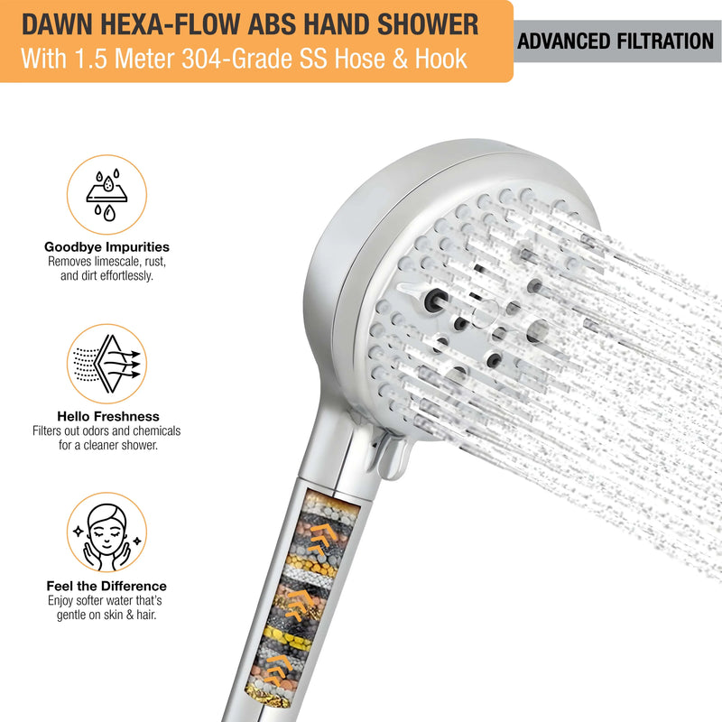 Dawn Multiflow Filter Hand Shower with 304-grade SS Hose & Hook