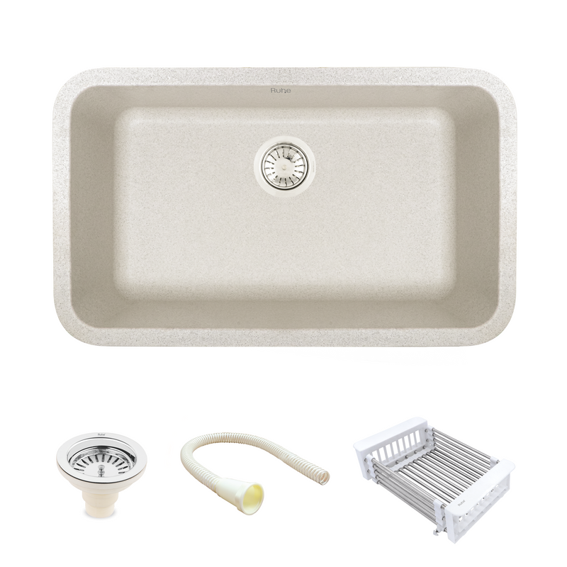 Quartz Single Bowl Matte Grey Kitchen Sink (31 x 19 x 9 Inches)