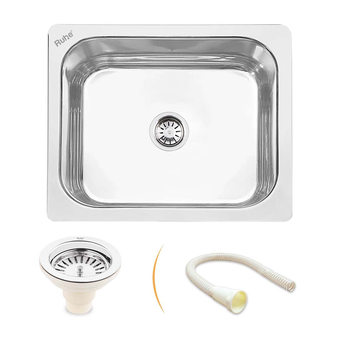 Square Single Bowl Kitchen Sink (26 x 20 x 9 inches) – by Ruhe