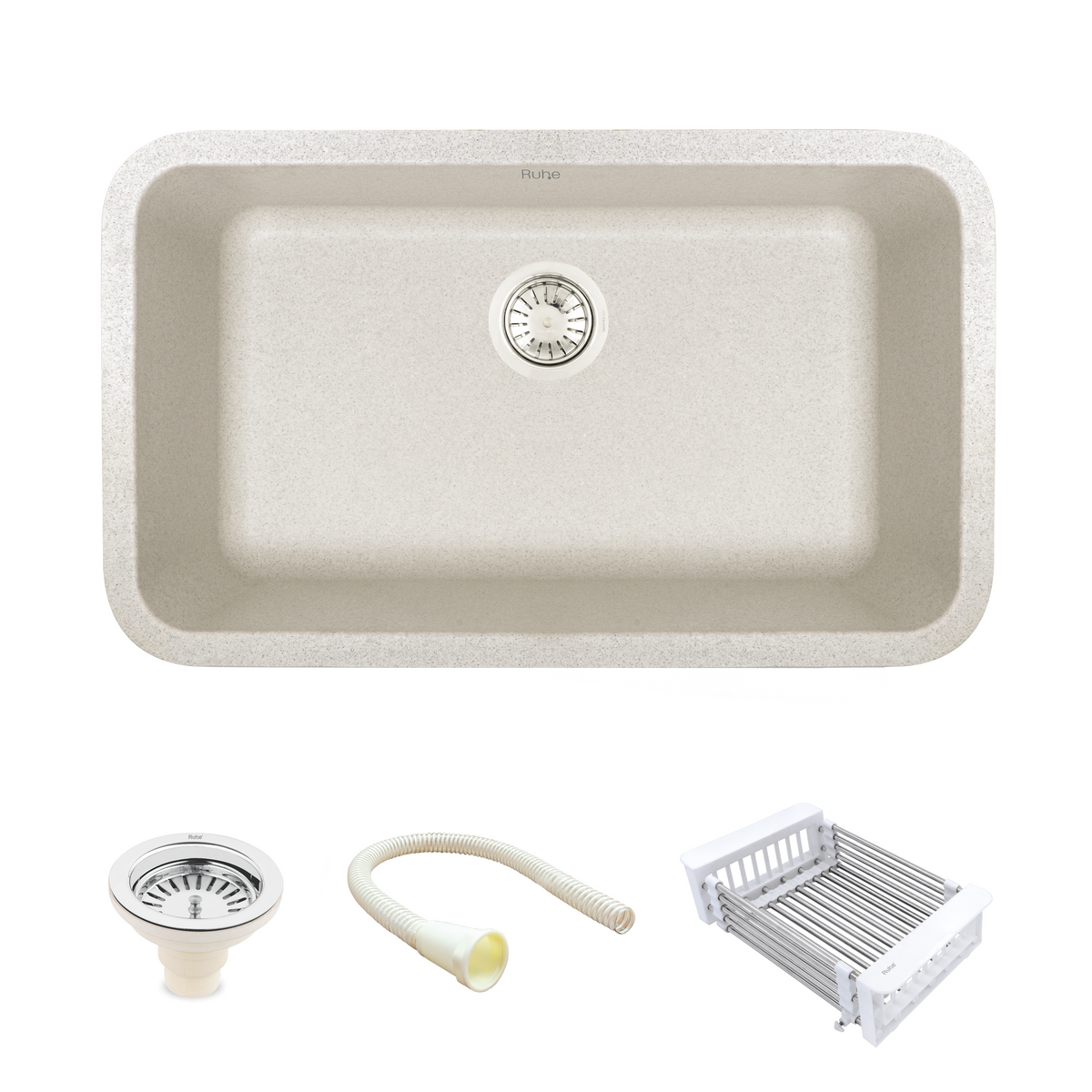 Quartz Single Bowl Grey Stone Kitchen Sink (31 x 19 x 9 Inches)