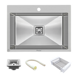 Handmade Single Bowl with Tap Hole Kitchen Sink (24 x 18 x 10 Inches)