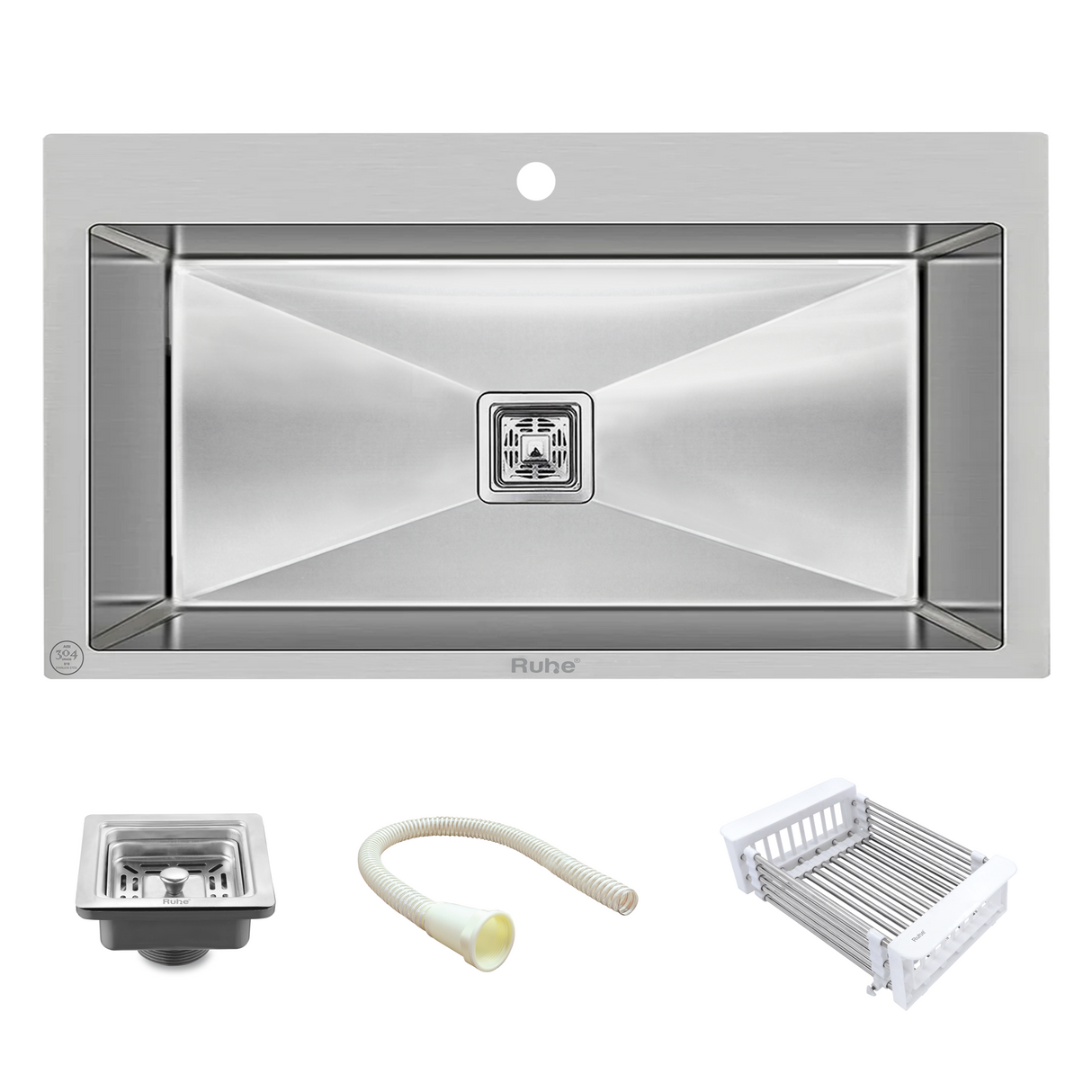 Handmade Single Bowl with Tap Hole Kitchen Sink (32 x 20 x 10 Inches)