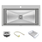 Handmade Single Bowl with Tap Hole Kitchen Sink (32 x 20 x 10 Inches)