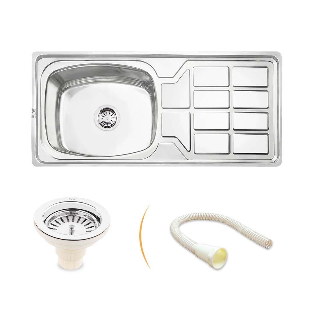 Oval Single Bowl with Drainboard 304-Grade (45 x 20 x 9 inches) Kitchen Sink - by Ruhe