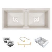 Quartz Double Bowl Kitchen Sink (45 x 20 x 9 Inches) – Grey Stone
