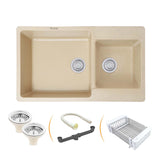 Sand Choco Quartz Double Bowl Kitchen Sink (34 x 20 x 9 inches) - by Ruhe