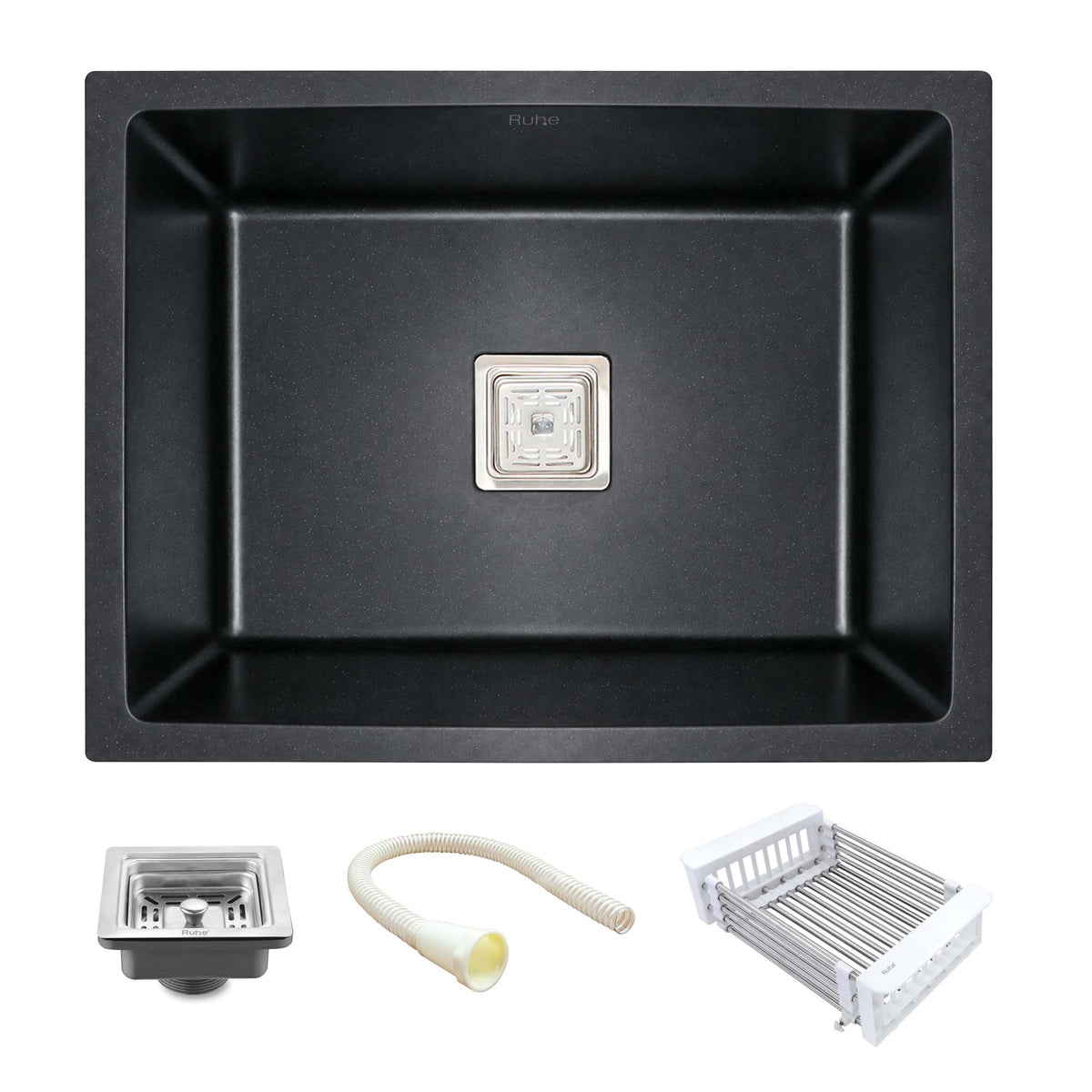 Quartz Single Bowl Kitchen Sink (24 x 18 x 9 Inches) – Matt Black