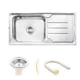 Square Single Bowl with Drainboard 304-grade (42 x 20 x 9 inches) Kitchen Sink - by Ruhe