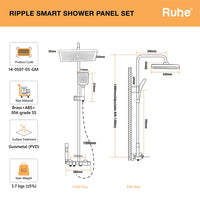 Ripple 4-Function Brass Smart Shower Panel Set