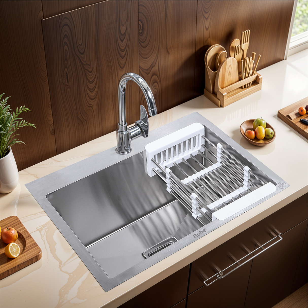 Handmade Single Bowl with Tap Hole Kitchen Sink (24 x 18 x 10 Inches)