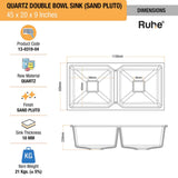 Sand Pluto Quartz Double Bowl Kitchen Sink (45 x 20 x 9 inches) - by Ruhe