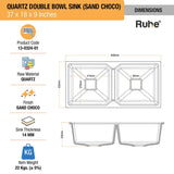 Sand Choco Quartz Double Bowl Kitchen Sink (37 x 18 x 9 inches) - by Ruhe