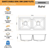 Sand Pluto Quartz Double Bowl Kitchen Sink (37 x 18 x 9 inches) - by Ruhe