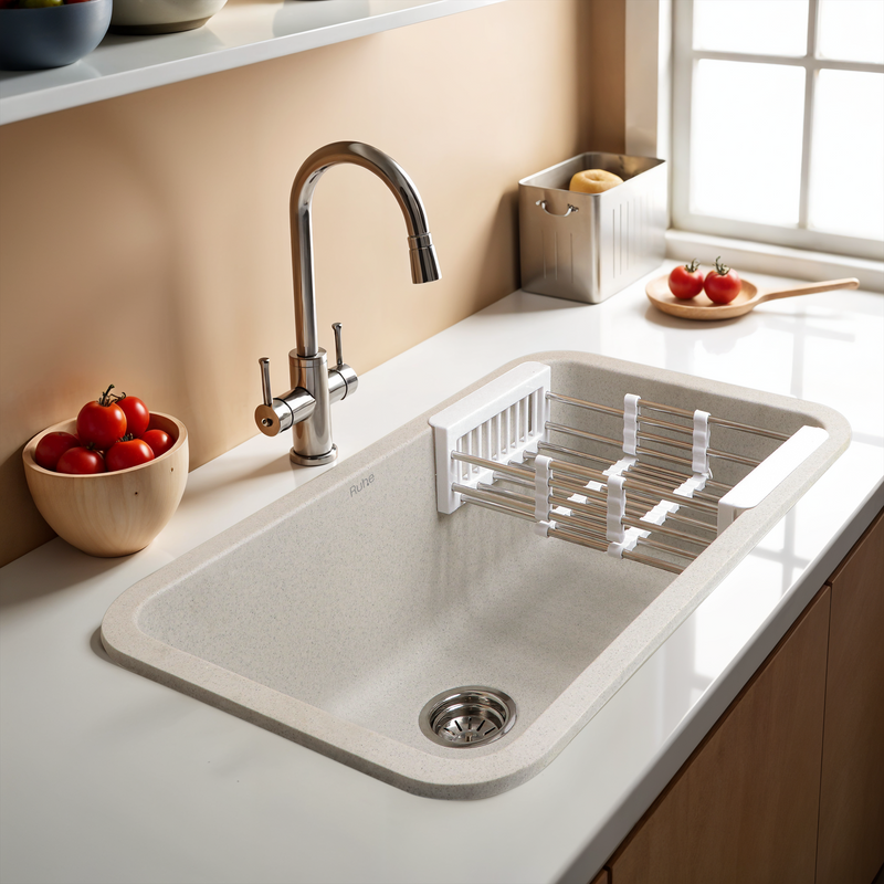 Quartz Single Bowl Matte Grey Kitchen Sink (31 x 19 x 9 Inches)