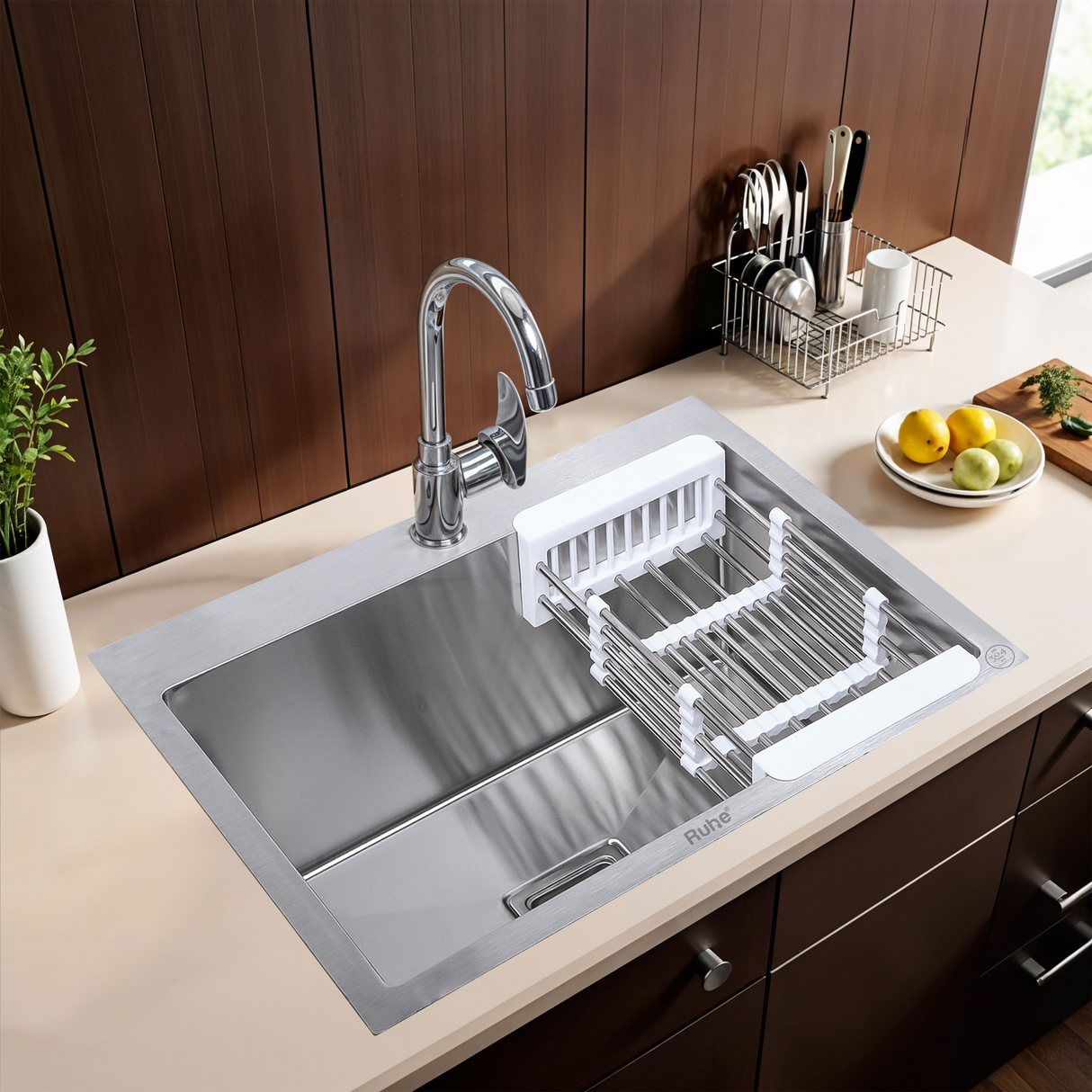 Handmade Single Bowl with Tap Hole Kitchen Sink (20 x 17 x 10 Inches)