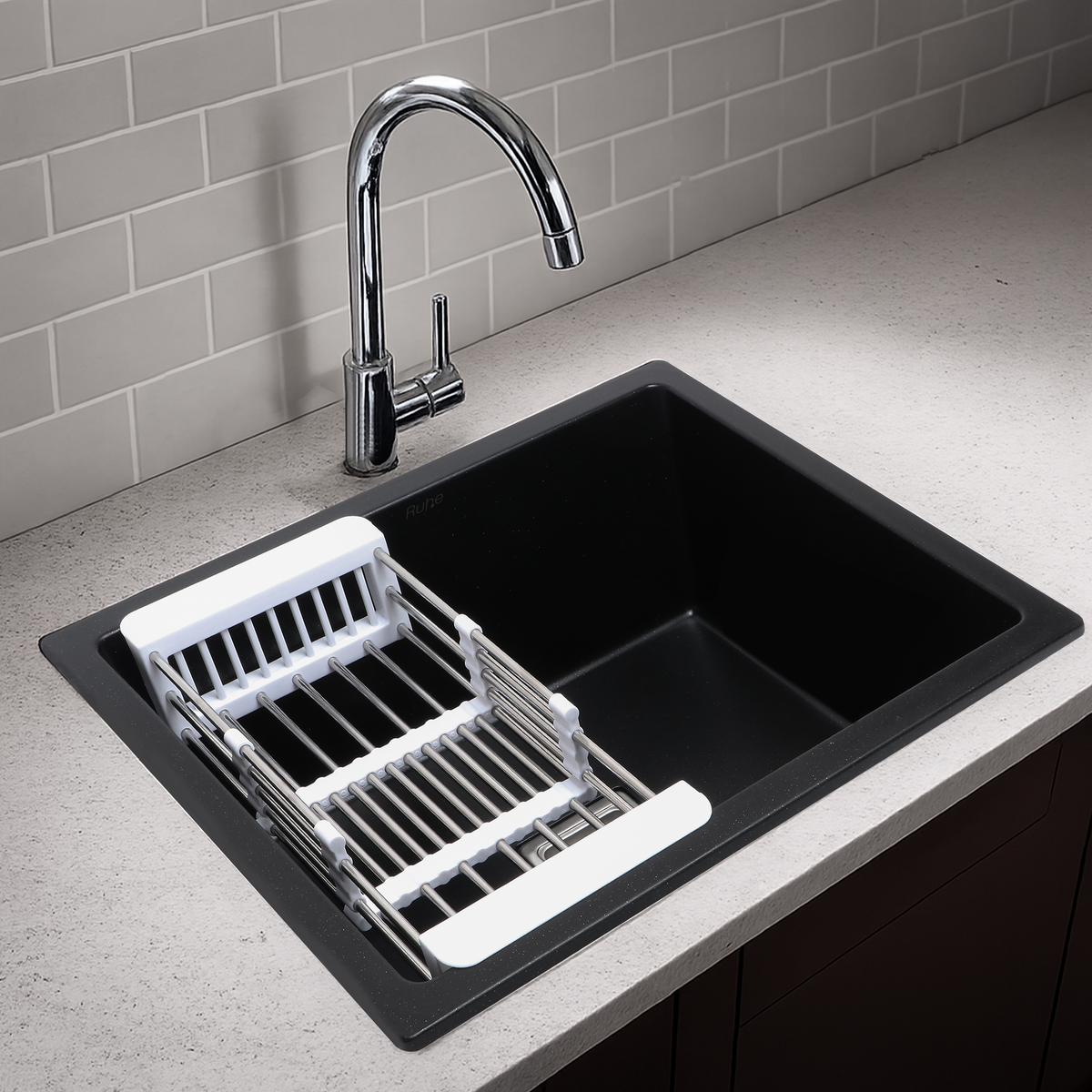 Quartz Single Bowl Kitchen Sink (24 x 18 x 9 Inches) – Matt Black