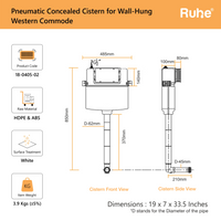 Pneumatic Concealed Cistern for Wall-Hung Commode (Tank Only)
